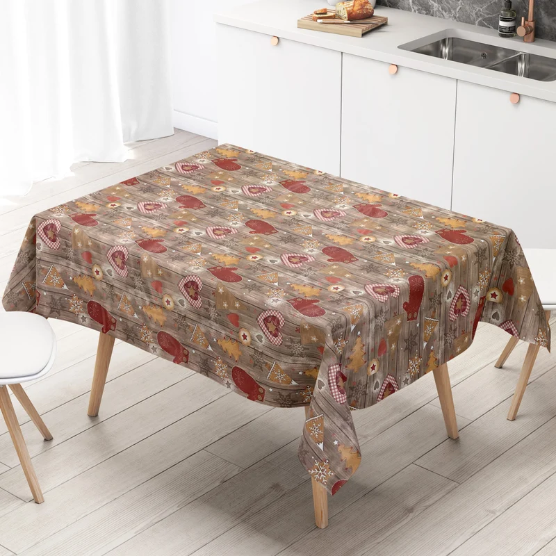 KEVKUS Wachstuch Tischdecke Weihnachten C141511 Holz Tannenbaum Herzen eckig rund oval