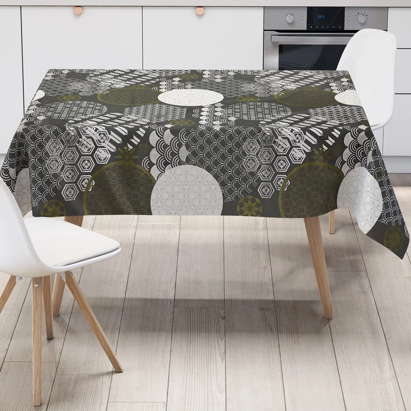 Wachstuch Tischdecke geprägt Weihnachten B5023-02 Schneeflocke gold grau anthrazit eckig rund oval