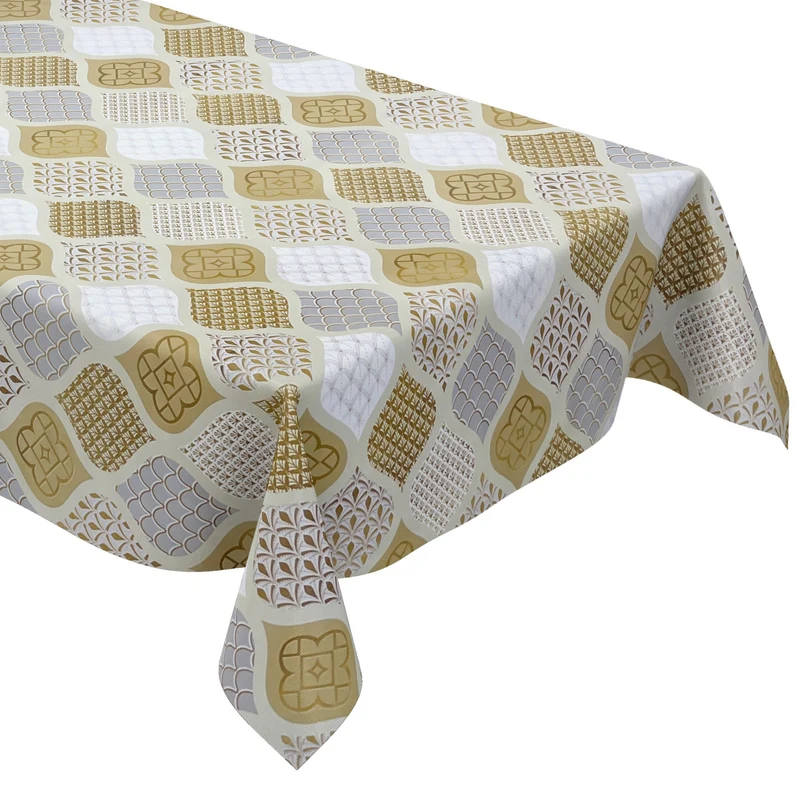 Wachstuch Tischdecke geprägt Weihnachten B6014-01 Zapfen gold grau eckig rund oval