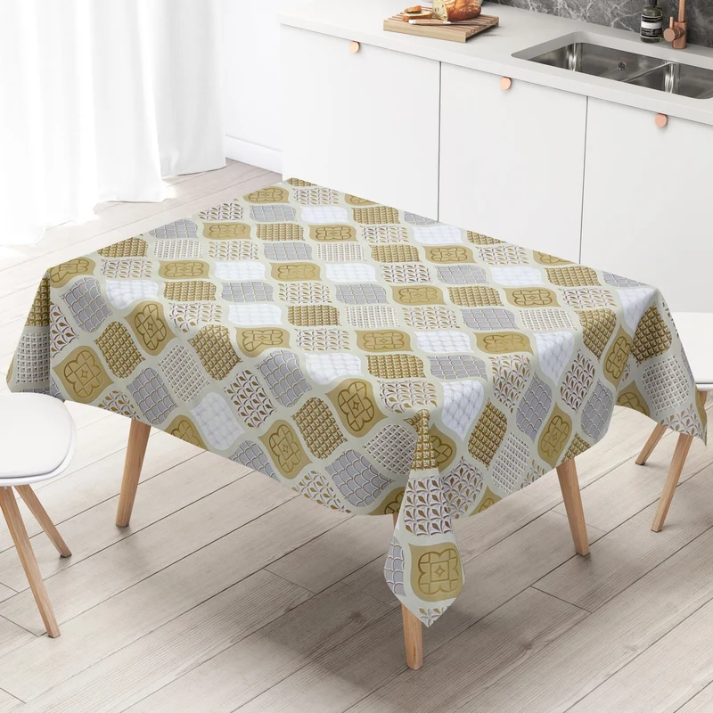 Wachstuch Tischdecke geprägt Weihnachten B6014-01 Zapfen gold grau eckig rund oval
