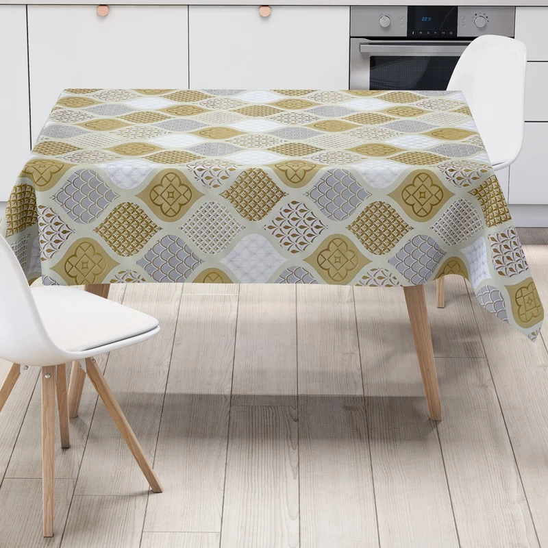 Wachstuch Tischdecke geprägt Weihnachten B6014-01 Zapfen gold grau eckig rund oval