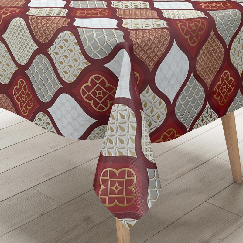 Wachstuch Tischdecke geprägt Weihnachten B6014-02 Zapfen grau rot eckig rund oval