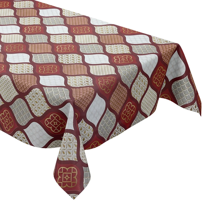 Wachstuch Tischdecke geprägt Weihnachten B6014-02 Zapfen grau rot eckig rund oval