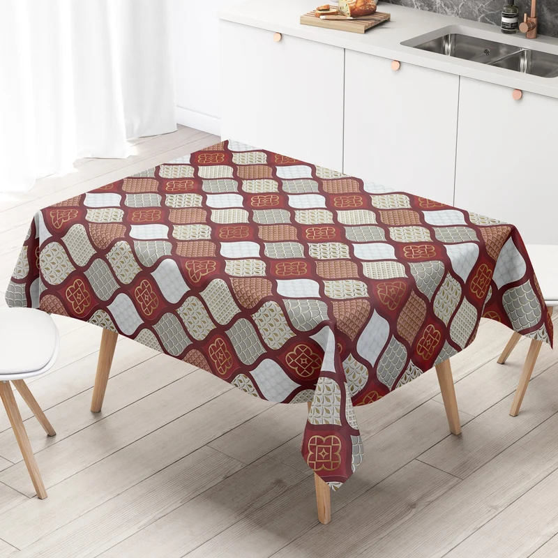 Wachstuch Tischdecke geprägt Weihnachten B6014-02 Zapfen grau rot eckig rund oval