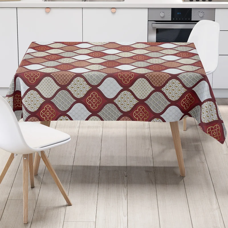 Wachstuch Tischdecke geprägt Weihnachten B6014-02 Zapfen grau rot eckig rund oval