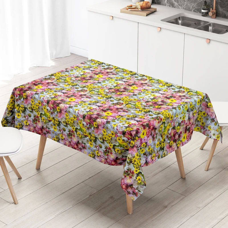 Wachstuch Tischdecke E190 Blumenwiese Sommer Rosen eckig rund oval