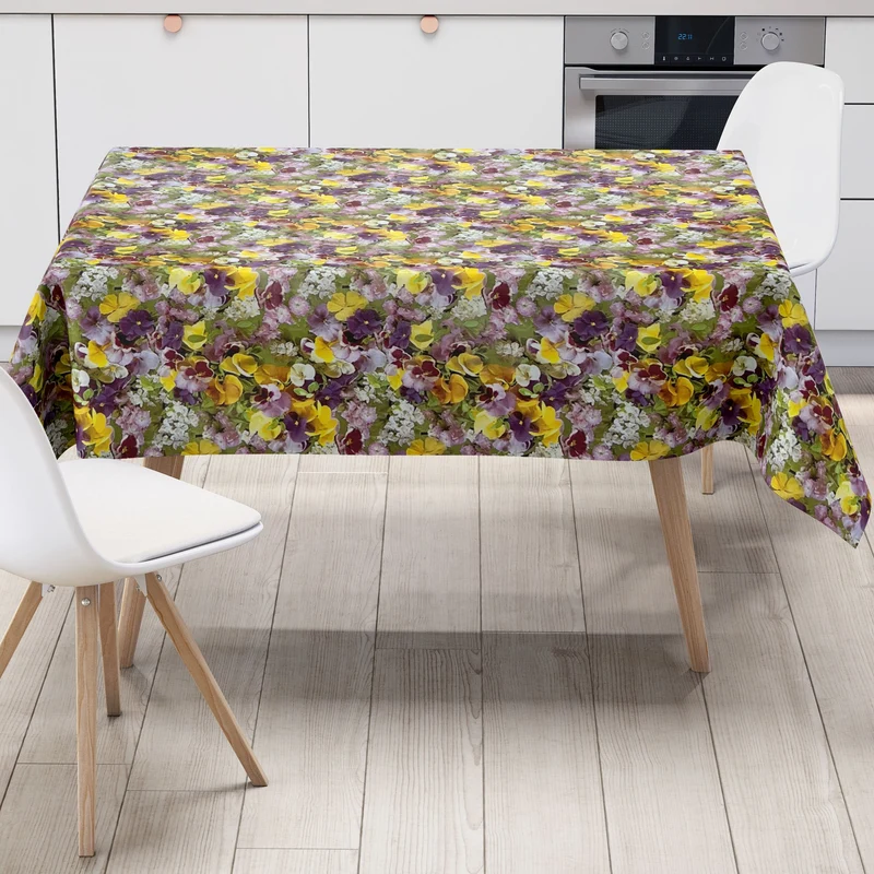 Wachstuch Tischdecke C970 Blumenwiese Stiefmütterchen eckig rund oval