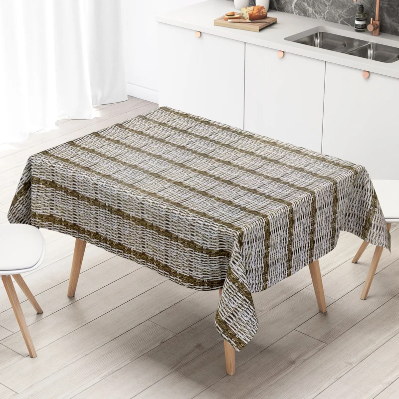 Wachstuch Tischdecke K150181 Rattanoptik geflochten braun beige eckig rund oval