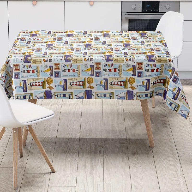 Wachstuch Tischdecke K-BE4201 Muschel Sand Seestern maritim eckig rund oval