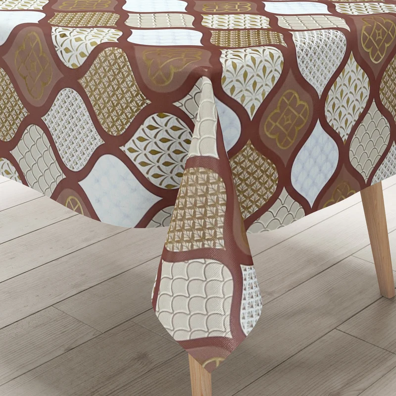 Wachstuch Tischdecke geprägt Weihnachten B6014-06 Zapfen gold bordeaux braun eckig rund oval