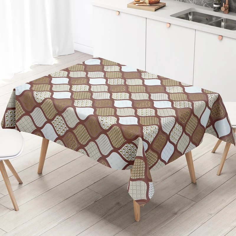 Wachstuch Tischdecke geprägt Weihnachten B6014-06 Zapfen gold bordeaux braun eckig rund oval