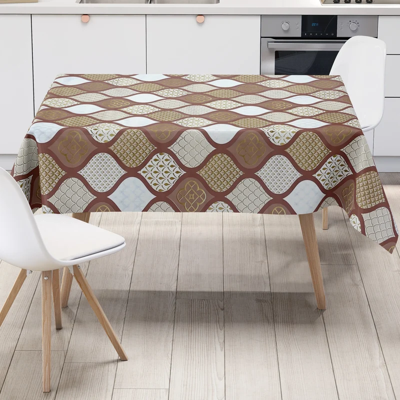 Wachstuch Tischdecke geprägt Weihnachten B6014-06 Zapfen gold bordeaux braun eckig rund oval
