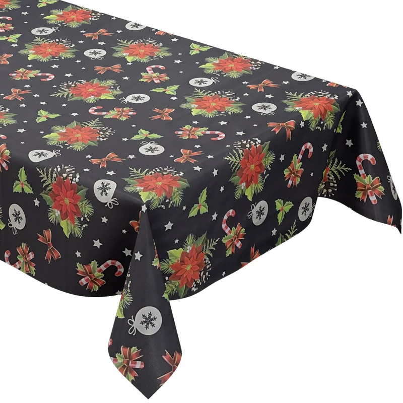 Wachstuch Tischdecke geprägt Weihnachten B6023-02 Weihnachtsstern marine dunkelblau eckig rund oval