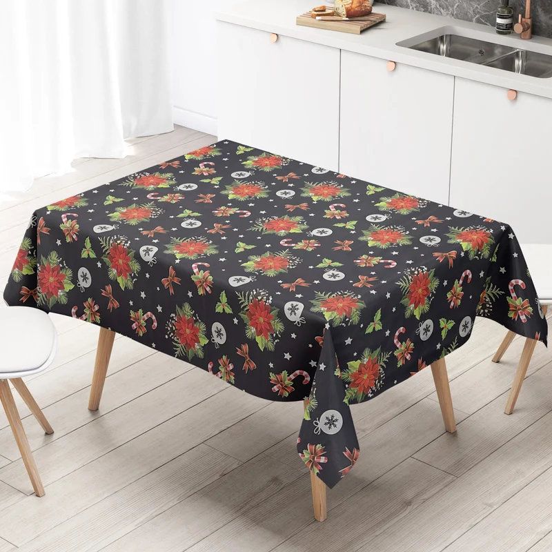 Wachstuch Tischdecke geprägt Weihnachten B6023-02 Weihnachtsstern marine dunkelblau eckig rund oval