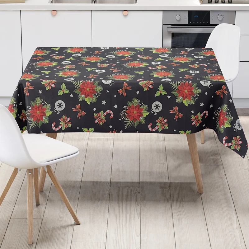 Wachstuch Tischdecke geprägt Weihnachten B6023-02 Weihnachtsstern marine dunkelblau eckig rund oval
