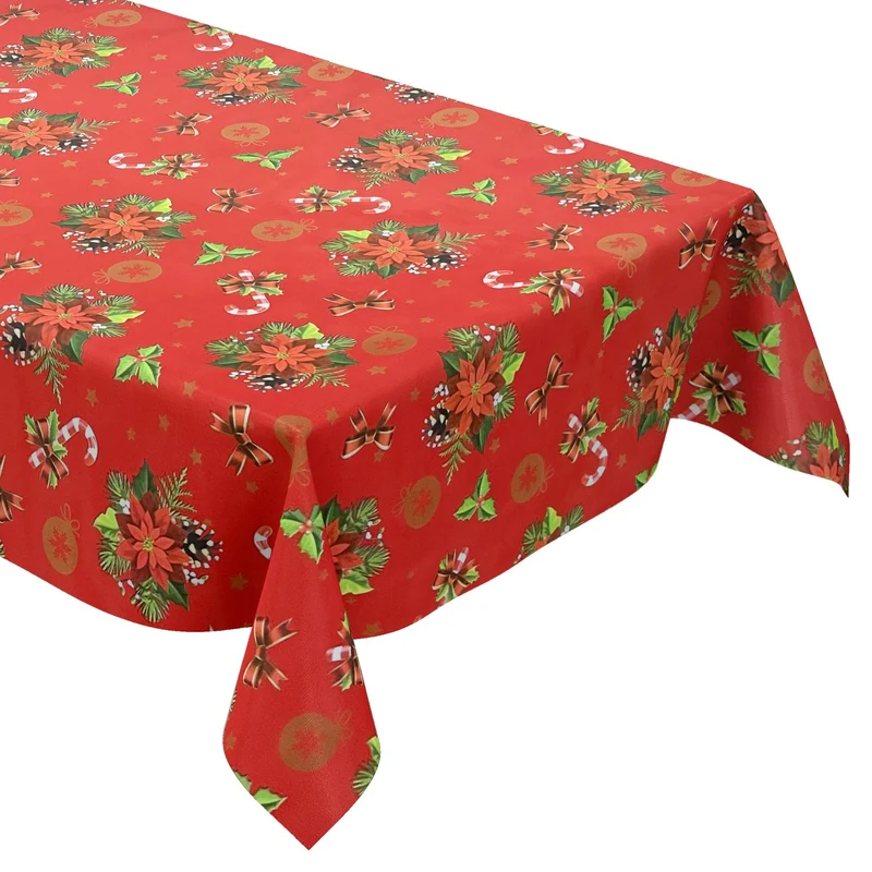 Wachstuch Tischdecke geprägt Weihnachten B6023-03 Weihnachtsstern rot eckig rund oval