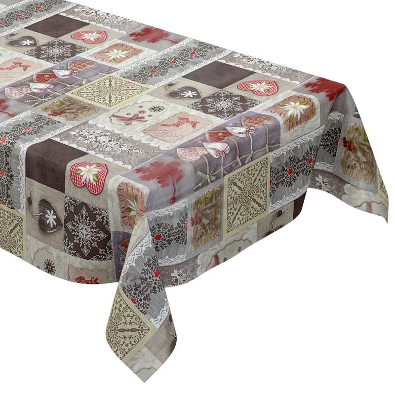 KEVKUS Wachstuch Tischdecke Weihnachten B9075-01 Alm Strick Patchwork eckig rund oval