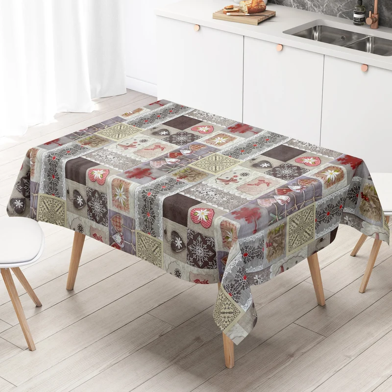 KEVKUS Wachstuch Tischdecke Weihnachten B9075-01 Alm Strick Patchwork eckig rund oval