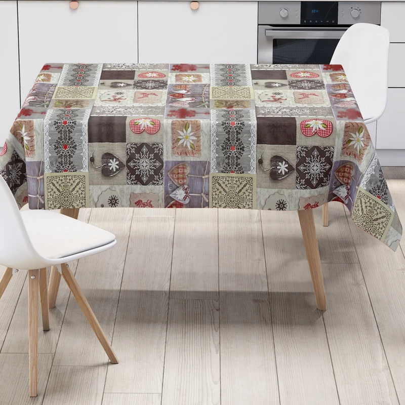 KEVKUS Wachstuch Tischdecke Weihnachten B9075-01 Alm Strick Patchwork eckig rund oval