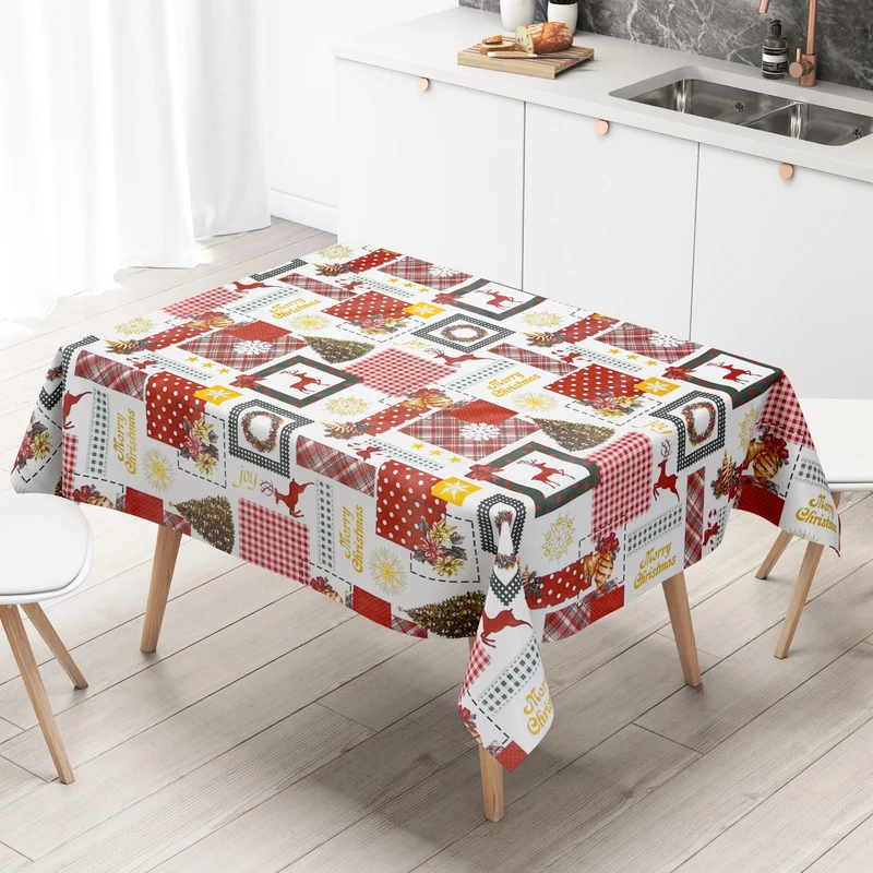 KEVKUS Wachstuch Tischdecke Weihnachten 01047-00 Rentier rot-grün eckig rund oval