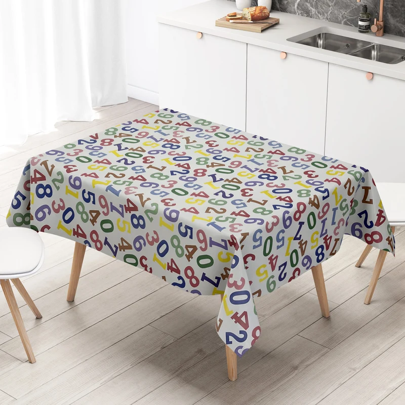 Wachstuch Tischdecke K-BE4204 Zahlen Nummern Kindermotiv Schule eckig rund oval