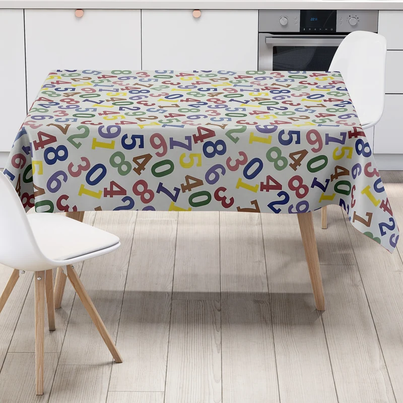 Wachstuch Tischdecke K-BE4204 Zahlen Nummern Kindermotiv Schule eckig rund oval