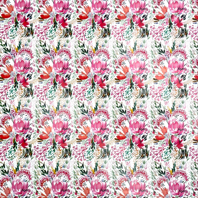 Wachstuch Tischdecke K150202 Blumenwiese rosa Blüten auf weiß eckig rund oval