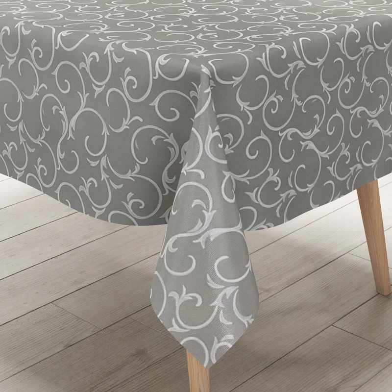Wachstuch Tischdecke K150193 Barock Ornamente hellgrau eckig rund oval
