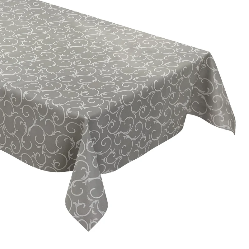 Wachstuch Tischdecke K150193 Barock Ornamente hellgrau eckig rund oval