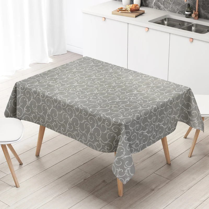 Wachstuch Tischdecke K150193 Barock Ornamente hellgrau eckig rund oval