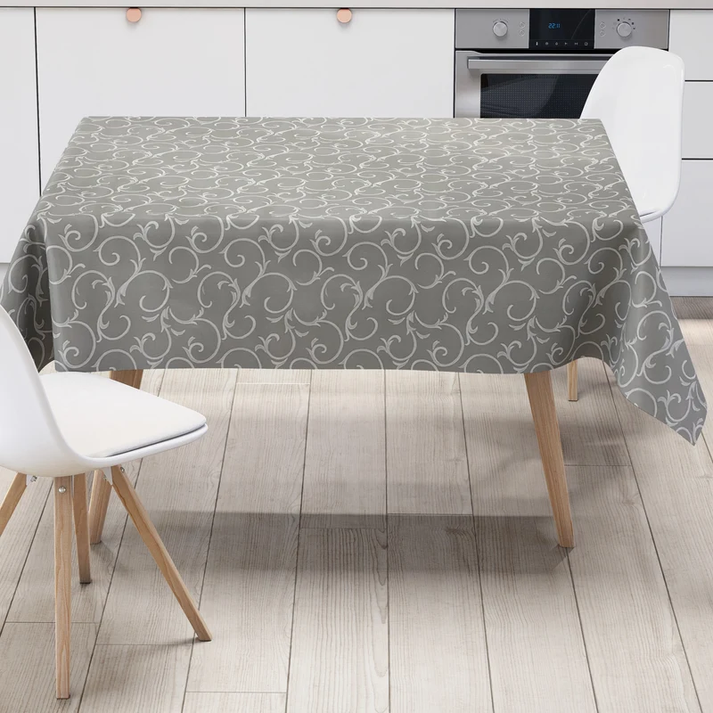 Wachstuch Tischdecke K150193 Barock Ornamente hellgrau eckig rund oval
