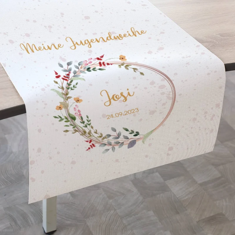 Tischläufer zur Jugendweihe mit Name und Datum