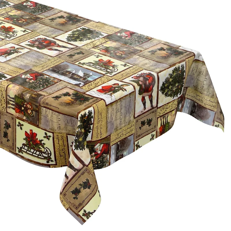 KEVKUS Wachstuch Tischdecke Weihnachten 01214-00 Weihnachtsmann Noten eckig rund oval