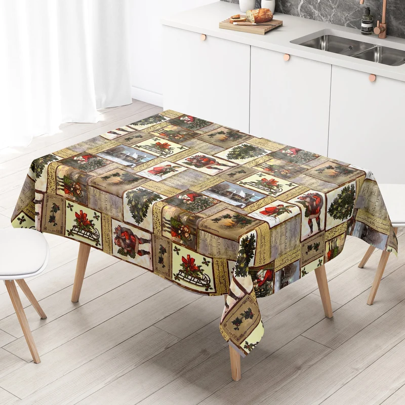 KEVKUS Wachstuch Tischdecke Weihnachten 01214-00 Weihnachtsmann Noten eckig rund oval