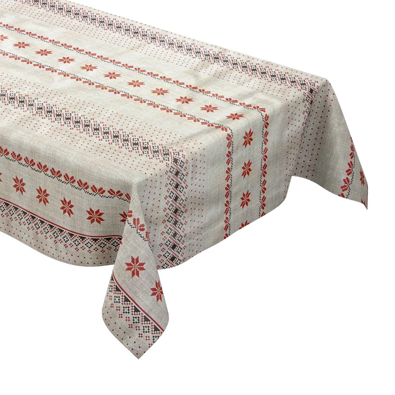 KEVKUS Wachstuch Tischdecke Weihnachten 01542-01 Bordürenmuster eckig rund oval