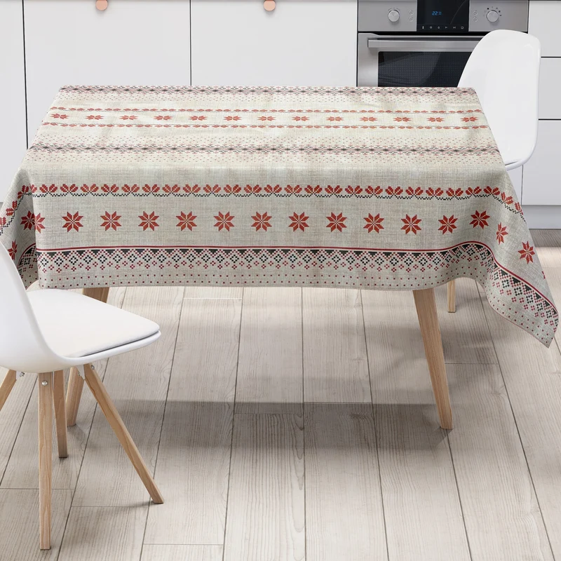 KEVKUS Wachstuch Tischdecke Weihnachten 01542-01 Bordürenmuster eckig rund oval