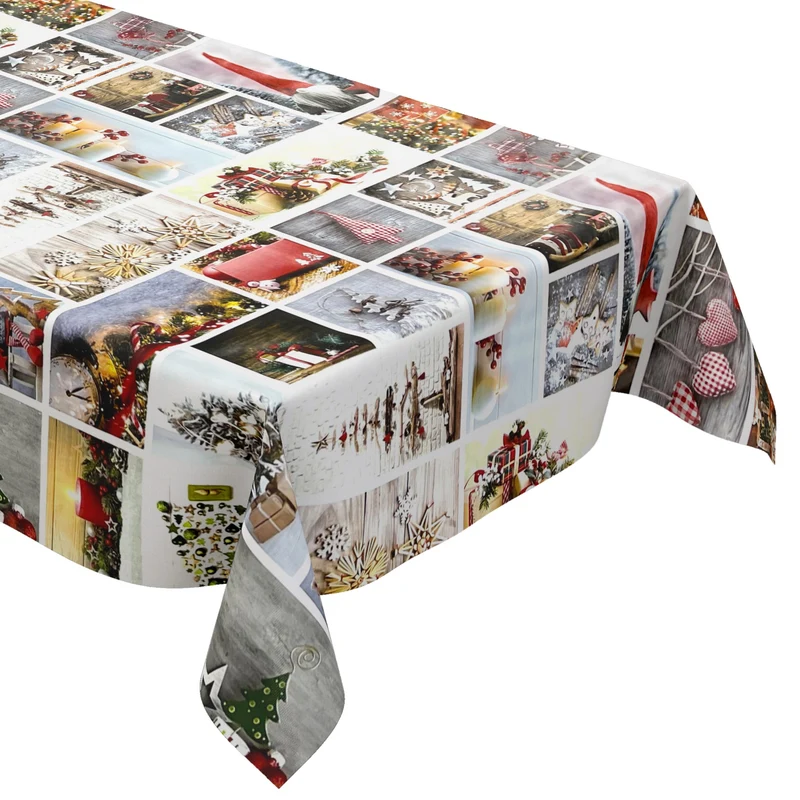 KEVKUS Wachstuch Tischdecke Weihnachten 06150-00 Wichtel Patchwork eckig rund oval