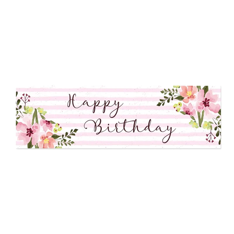 Tischläufer Happy Birthday mit Blumen